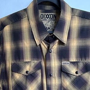 Dixxon Flannel Co Short-Sleeve Plaid men shirt. “Gold Rush” Bamboo Blend Size M